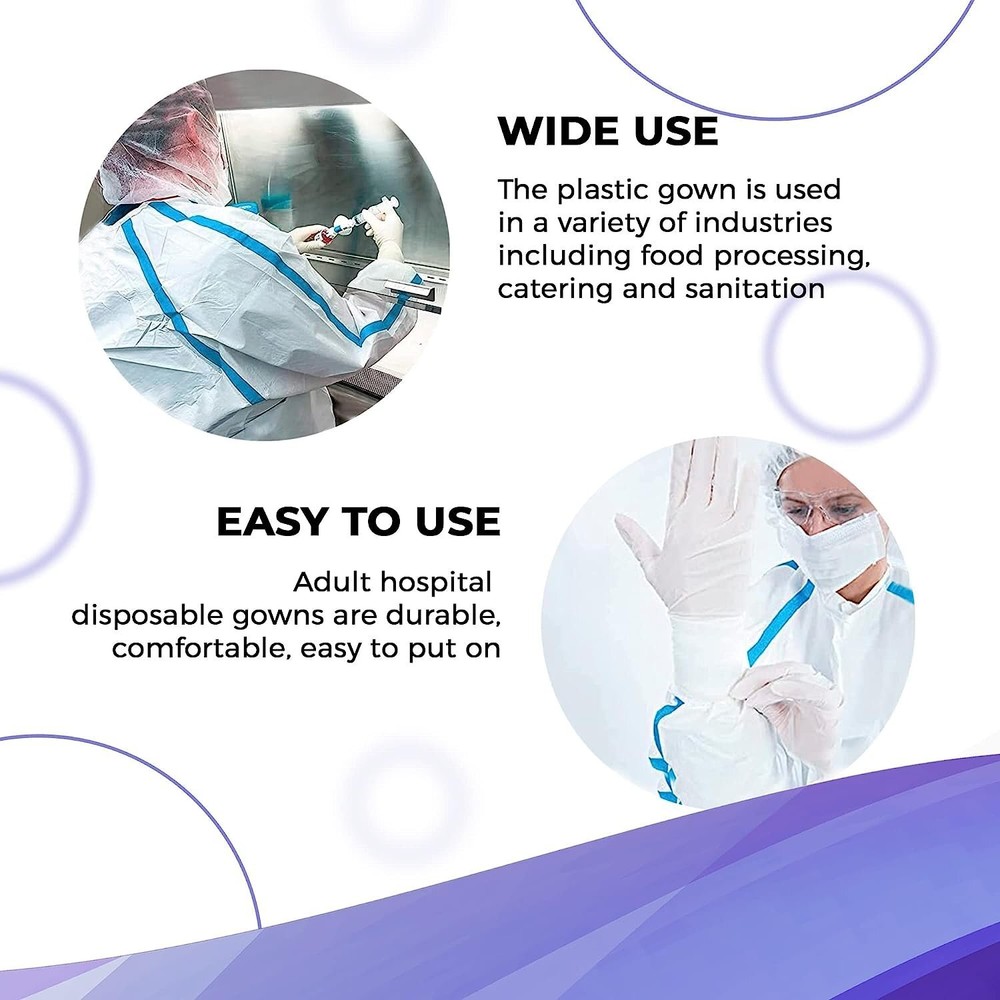 White Disposable Polypropylene Lab Coats Small 50 gsm /w Tie Back Closure