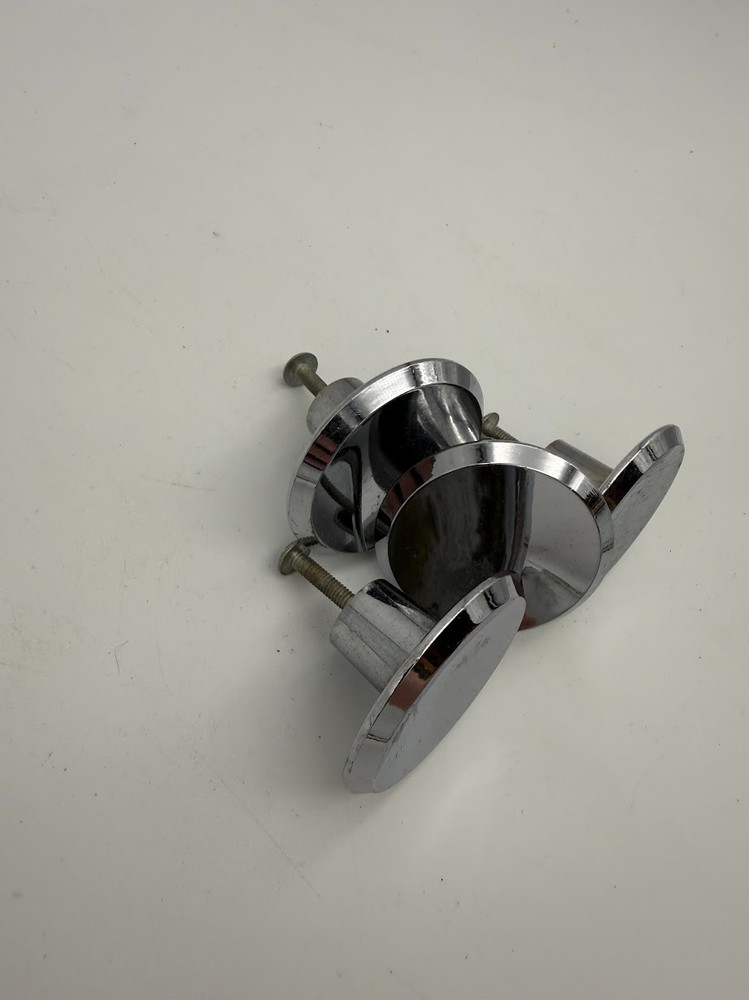 Vintage Chrome Cabinet Drawer Pull Knobs Mid Century 1. 5" Diameter Lot Set 4