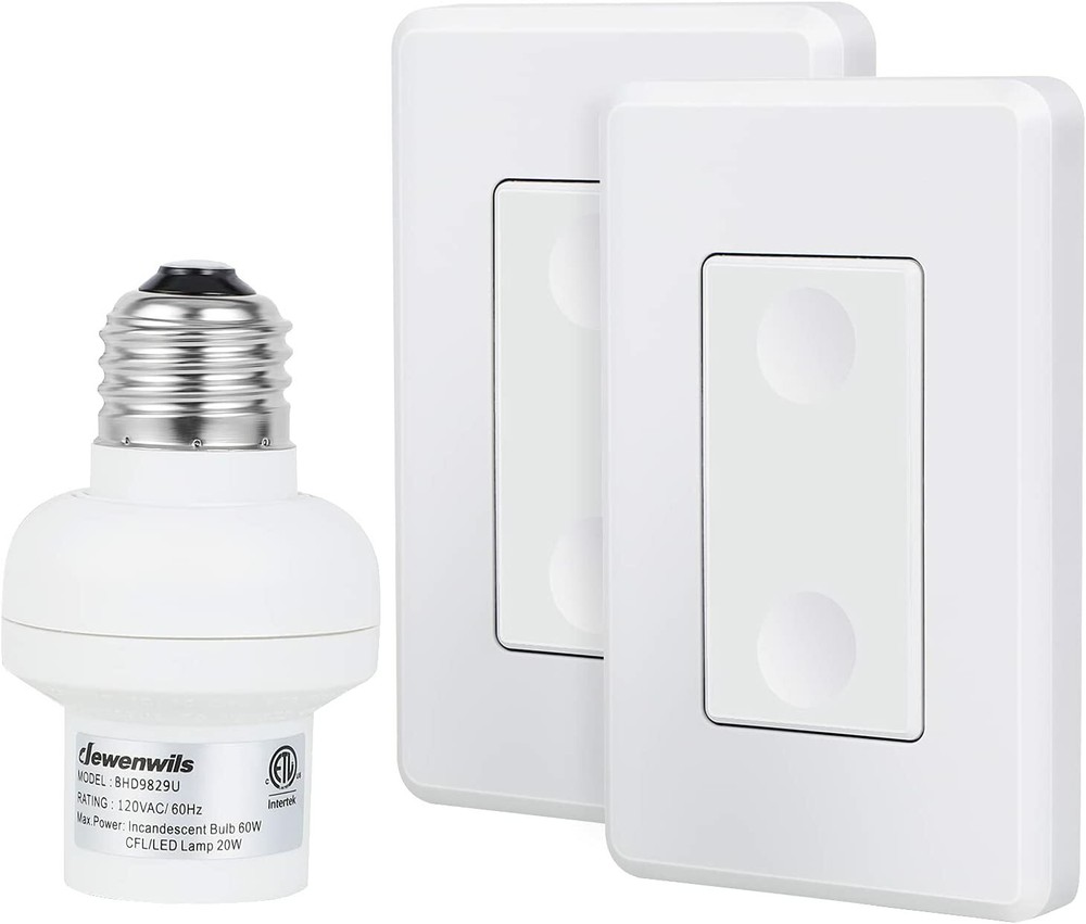 DEWENWILS Remote Control Light Socket 2 Wall Mounted Controllers and 1 Bulb Base