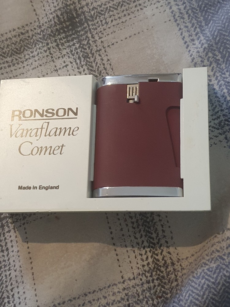 Ronson Varaflame Comet Cigarette Lighter Burgundy Pls Read
