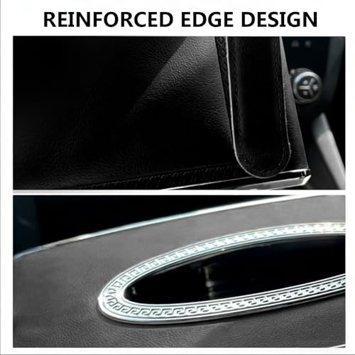 Leather Car Tissue Box for Car Interior, Multi-Function Tissue Black Hanging