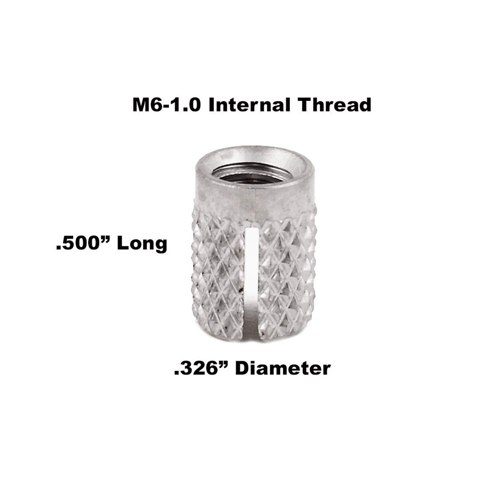 Threaded Insert for Plastic Flush Stainless Steel Thread Inserts M6-1.0 Pack of