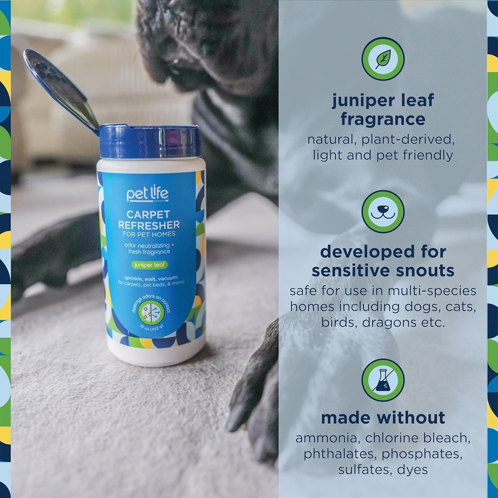 Carpet Refresher & Deodorizer Powder - Pet Safe, Plant Based Juniper Leaf Sce...