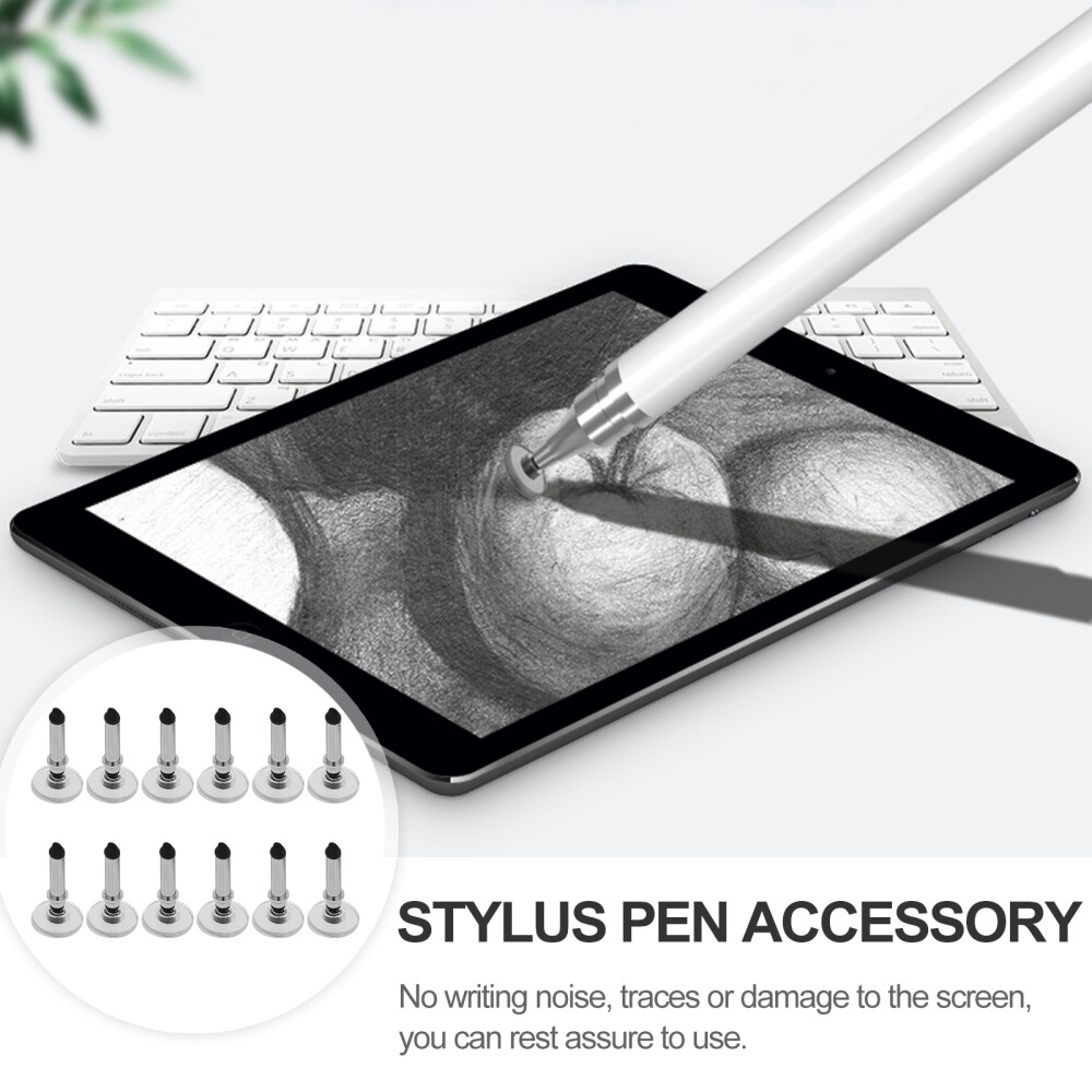 12Pcs Replacement Disc Tips Stylus Travel Universal Pen Refill Round Shape