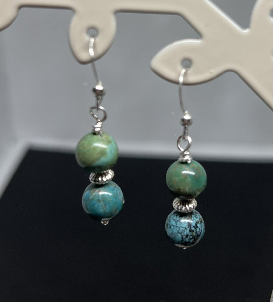 Turquoise Genuine/Authentic Stone Handmade .925 Sterling Silver Earrings