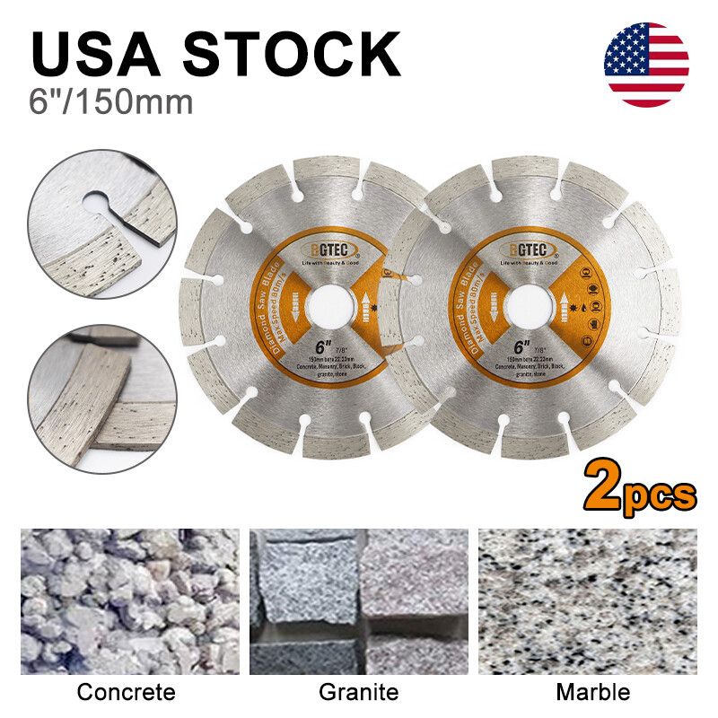 Diamond Concrete Saw Bade Segmented Cutting Disc 2pcs 6 inch for Granite Stone