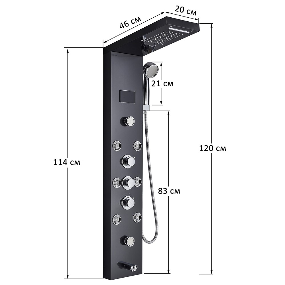 LED Shower Panel Tower System Rainfall Waterfall Massage Body Spa Column Faucet