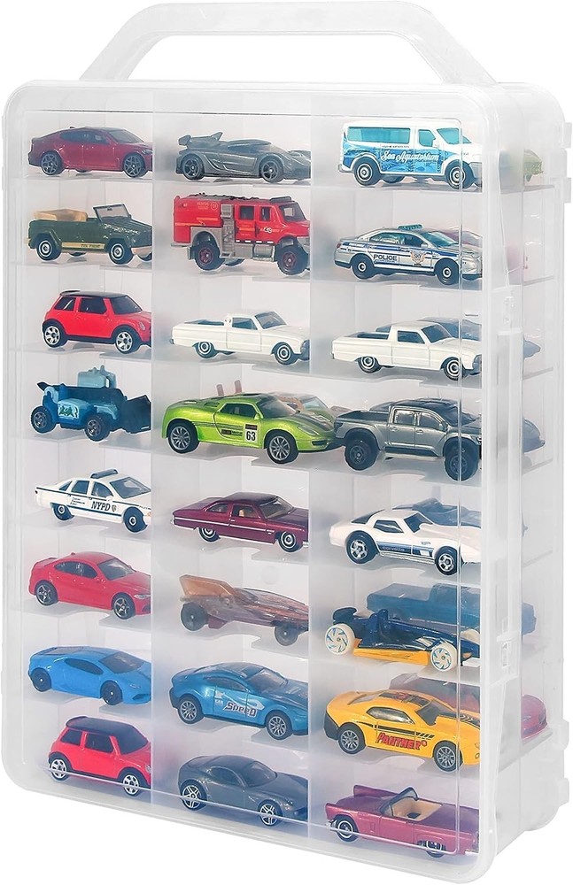 Transparent Toy Car Storage Case, 48 Compartments