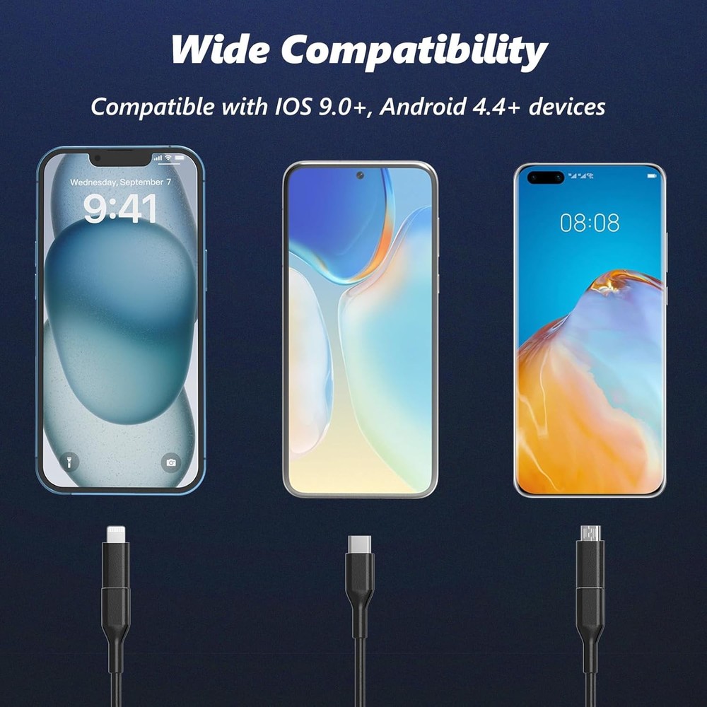 5M Endoscope Camera with Light, 1920P HD Borescope Camera for iOS and Android