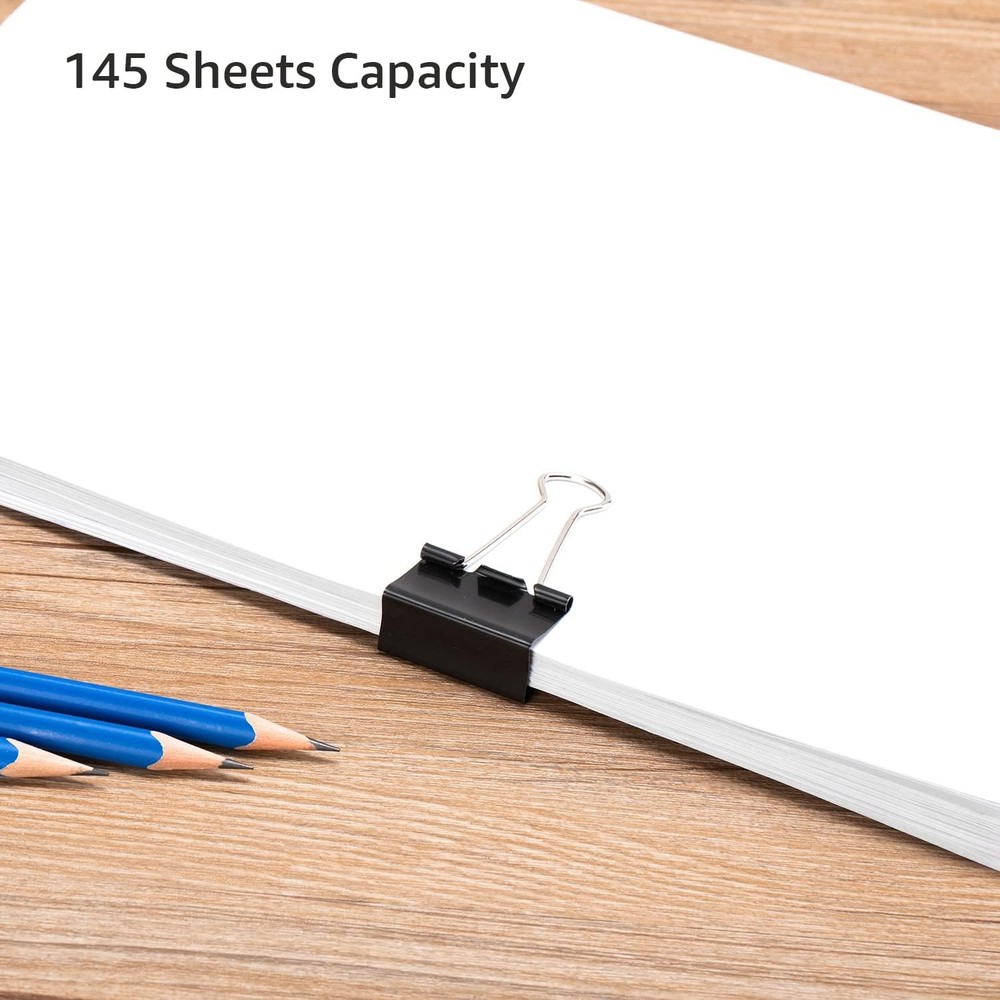 Amazon Basics Sturdy Binder Clips for Office Use, 96 Count (8 Medium, Black