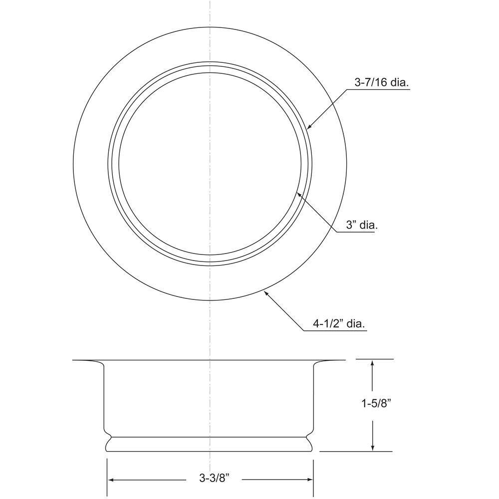 4-1/4 In. Standard Kitchen Sink Garbage Disposal Flange, White