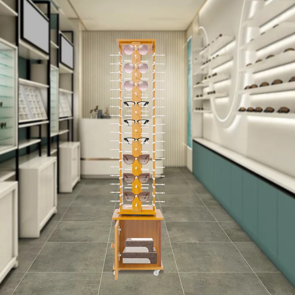 72-Pair Eyeglass Display Rack, Floor-standing Rotating Glasses Storage Display