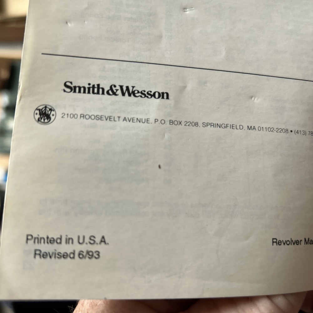 Smith & Wesson Revolvers Safety & Instruction Manual