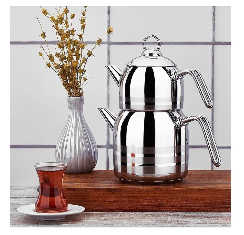 Classic Induction 2-Piece Heavy Stainless Steel Tea Kettle Set – 2.9L Samovar