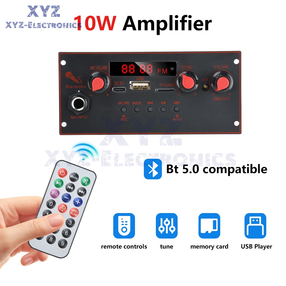 DC 3.7-5V 10W Mono Bluetooth 5.0 Audio Power Amplifier Module MP3 Decoding Board
