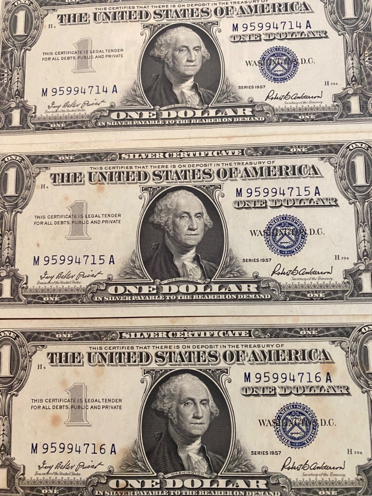 1957 A (6) consecutive numbered certificate notes