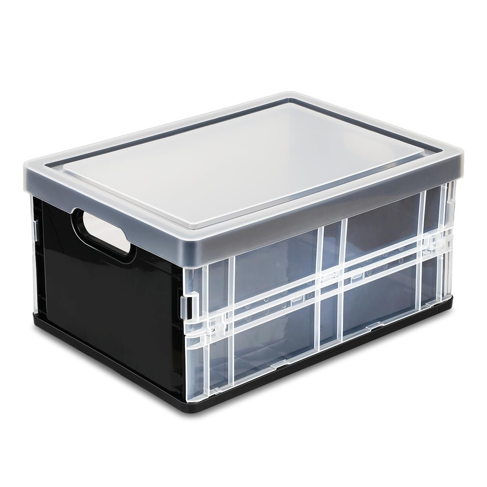 10 Quart Plastic Storage Bins With Lids, Clear Foldable and Stackable Contain...