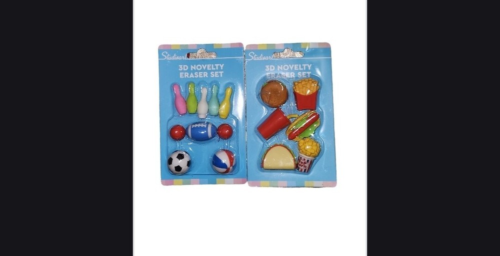 2PK 3D NOVELTY ERASER SETS