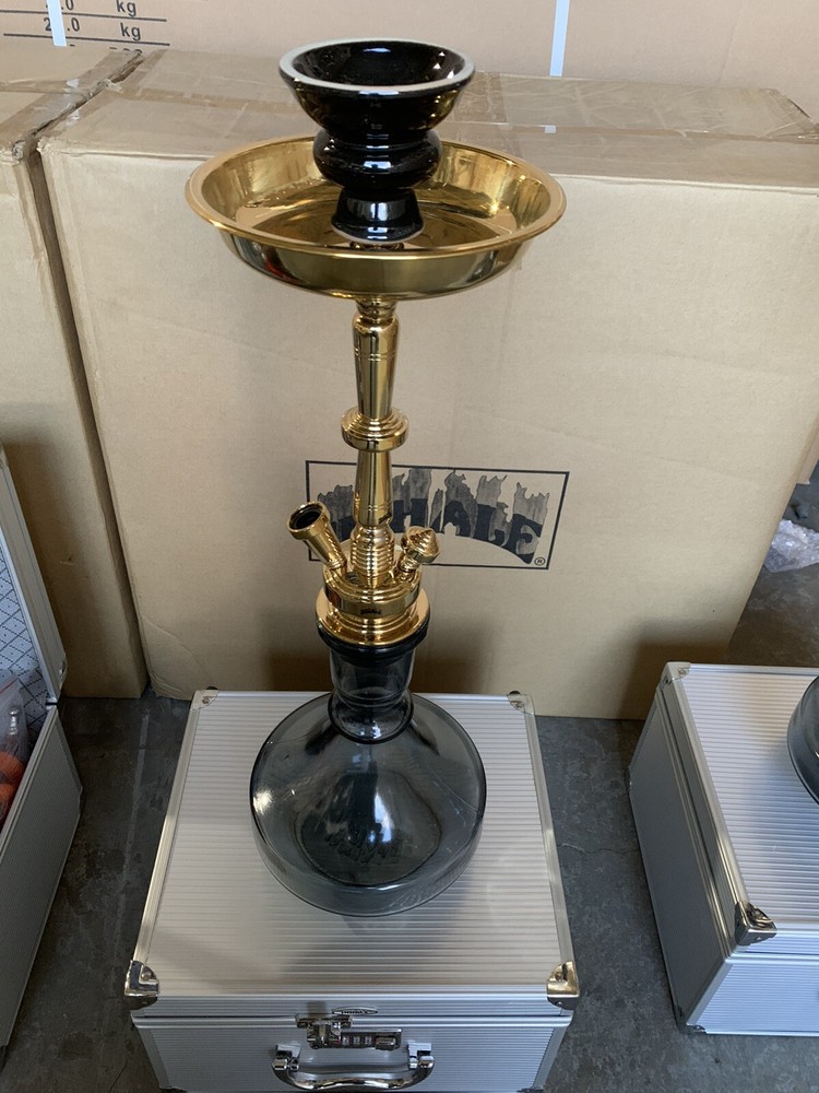 INHALE 21’’ HEAVY DUTY  SOLID BRASS HOOKAH IN  A SUITCASE * BLACK*