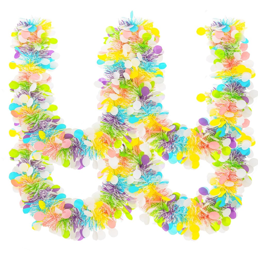Gloreyan 33FT Easter Tinsel Garland Easter-33FT(Style C), Multicolored