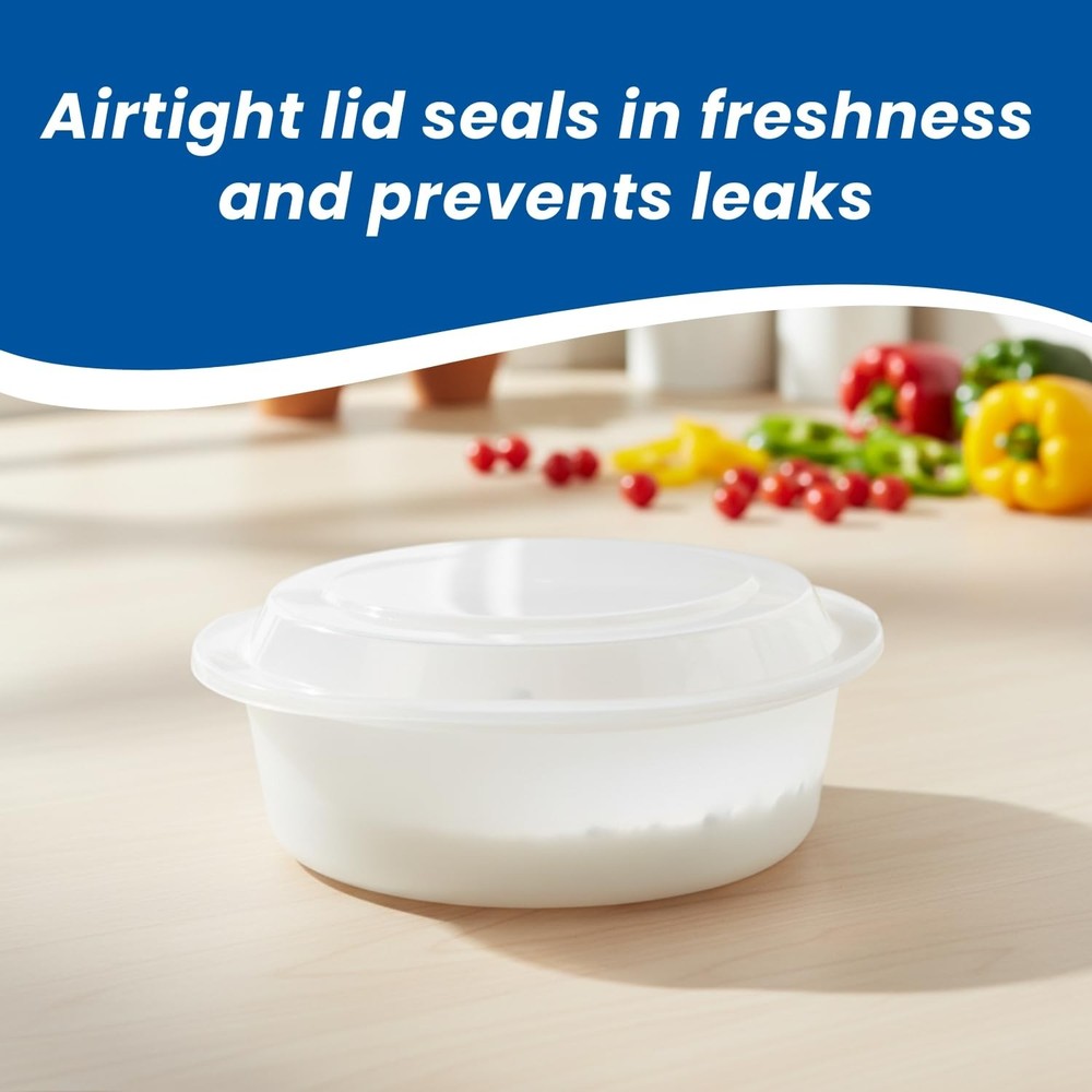 Food Storage Containers 9 Inch Round 6 Pack Reusable Stackable White