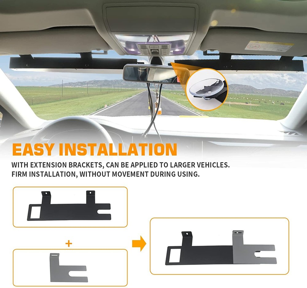 34" 40 LED Emergency Strobe Visor Lights Bar W/ Takedown Flash Windshield Amber