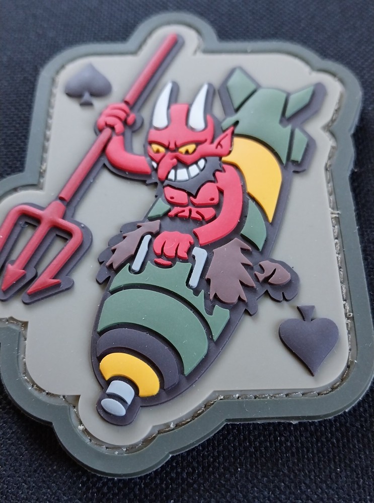 3D PVC Hook Backing Morale Military Patch MULTICAM DEVIL BOMBER