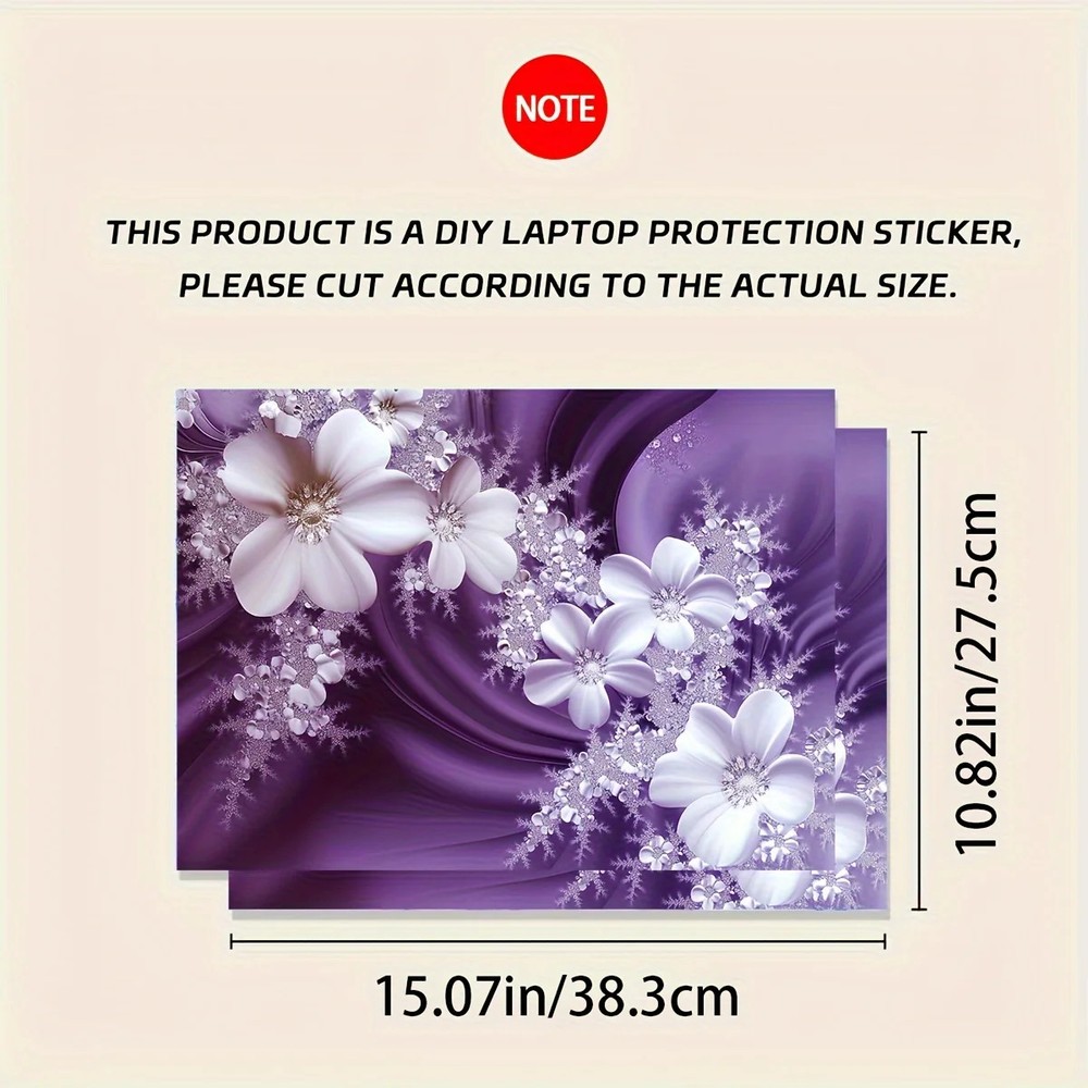 2Pcs Floral Pattern Laptop Sticker Protective Case Waterproof Scratch Resistant