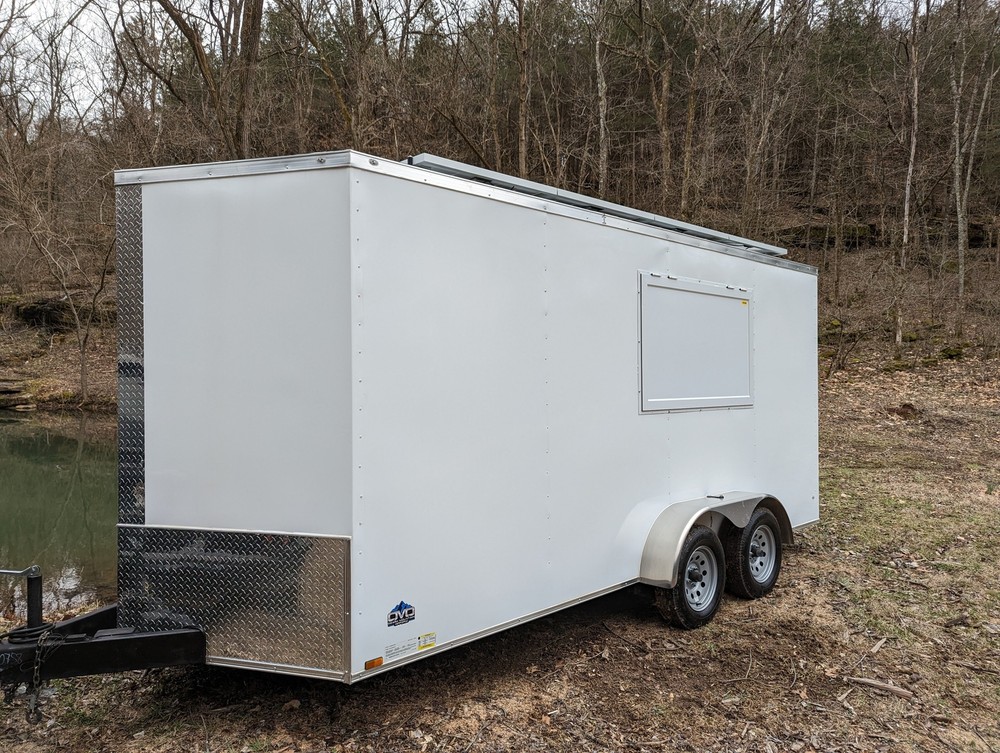 16' Enclosed SOLAR POWERED Offgrid Self-Sufficient Trailer - Concession Window E