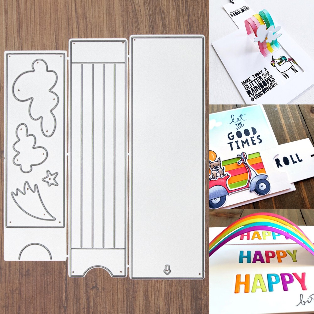 Rainbow Slider Cutting Dies – Interactive Card Clouds Star St. Patrick’s Day +