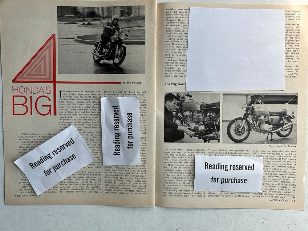 Vintage 1969 Honda 45 engine performance original article A544