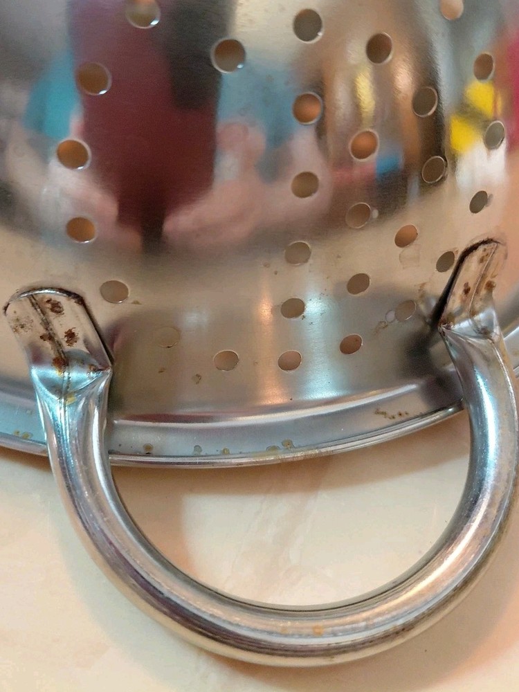 Cute Stainless Kitchen Colander Heart Design 9" X 4" Some Rust.
