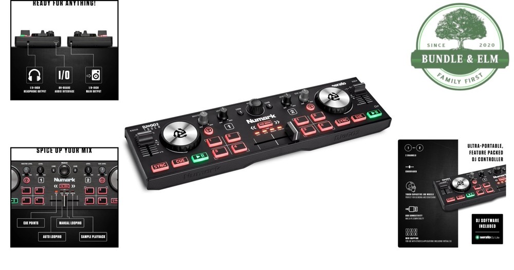 Serato DJ Lite Compact Controller - Portable 2 Deck Mixer with Audio Interface