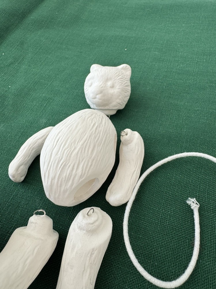 CERAMIC BISQUE READY TO PAINT 3D CHRISTMAS BEAR DOLL
