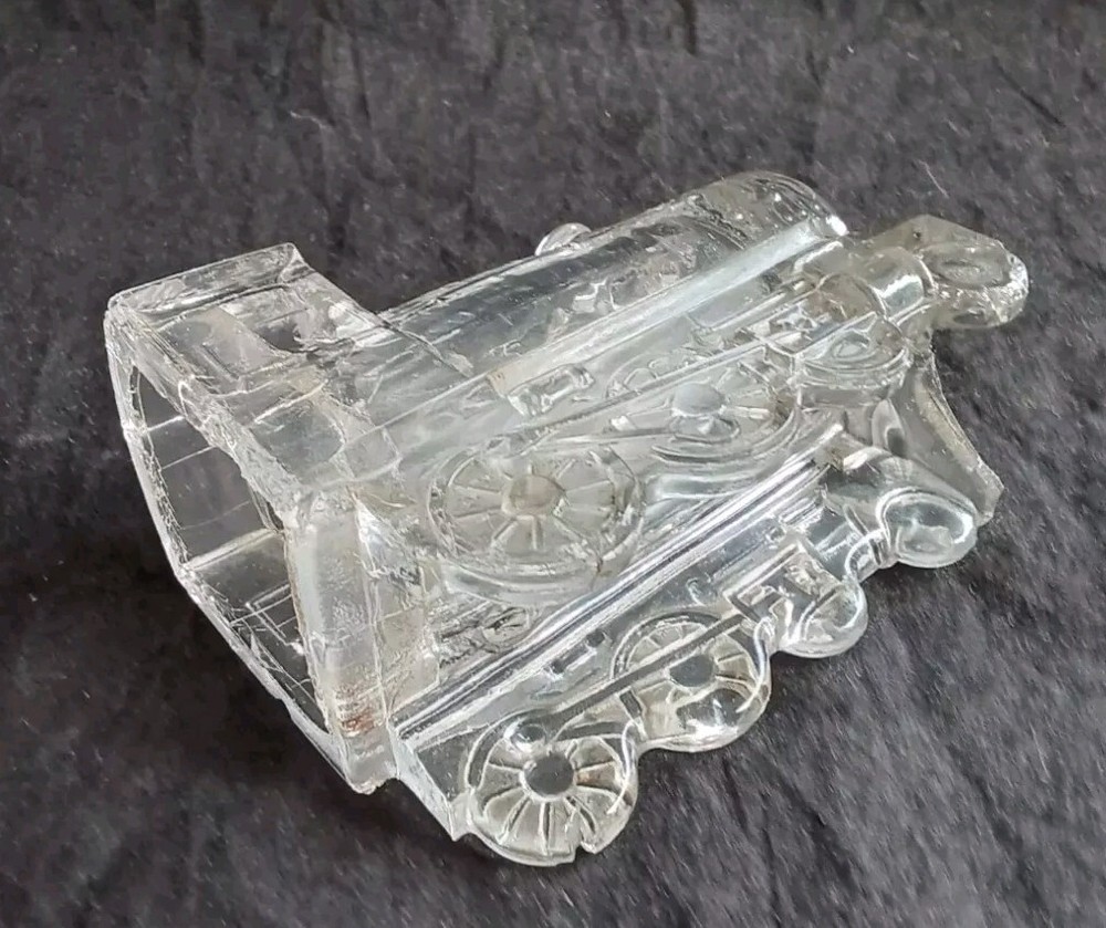 ANTIQUE GLASS CANDY CONTAINER LOCOMOTIVE TRAIN ENGINE LITHOGRAPHED CLOSURE #3