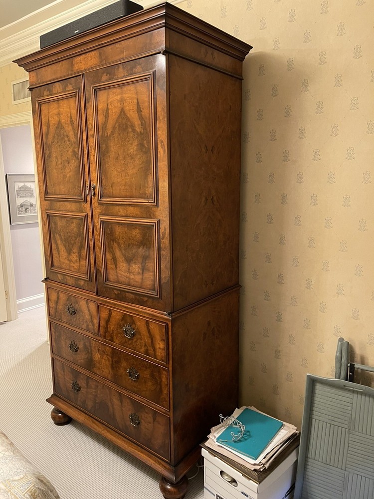 Biedermeier Style Burled Elm Television Armoire