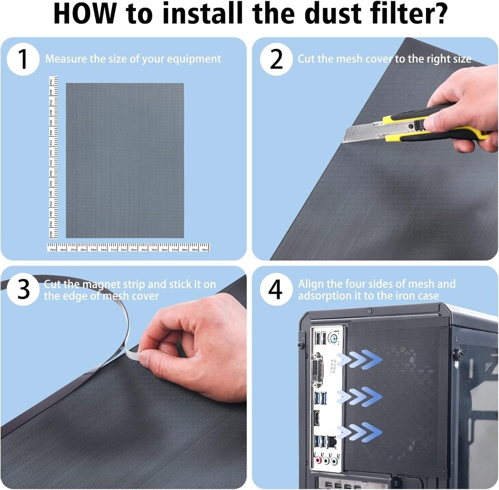 400x300mm DIY PC Case Dust Mesh Filter [2 Pack] PVC Dustproof Magnetic D...