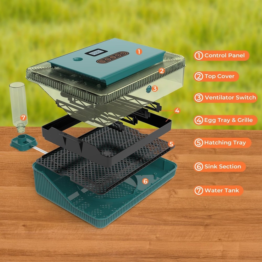 Automatic Egg Incubator for Hatching with Automatic Turning and Humidity- 25Eggs