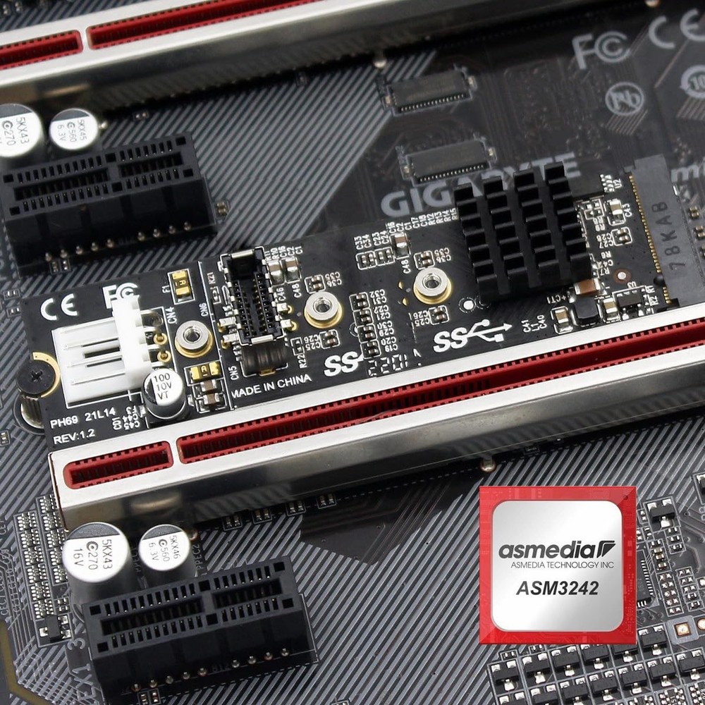 20Gbps Type-E USB 3.1 Front Panel Socket to NVME NGFF M-Key Express Card Adap...