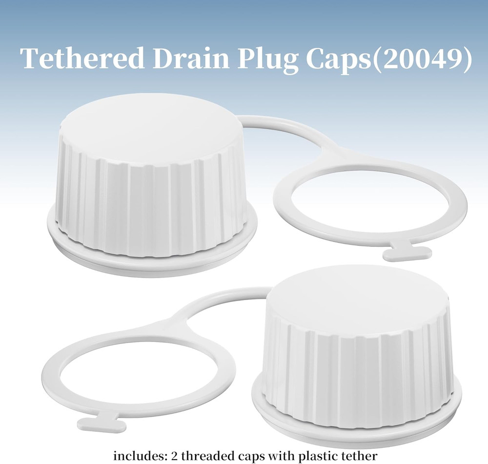 Threaded Drain Plug Caps with Plastic Tether for Cooler，Compatible with Igloo...