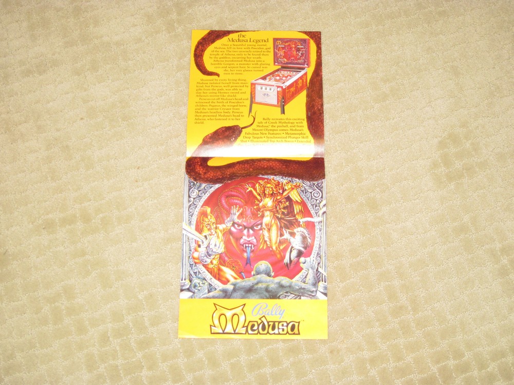 Medusa Bally Pinball Flyer / Brochure/ Ad