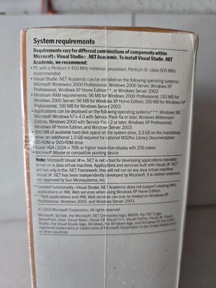 Microsoft Visual Studio .net Academic Version 2003