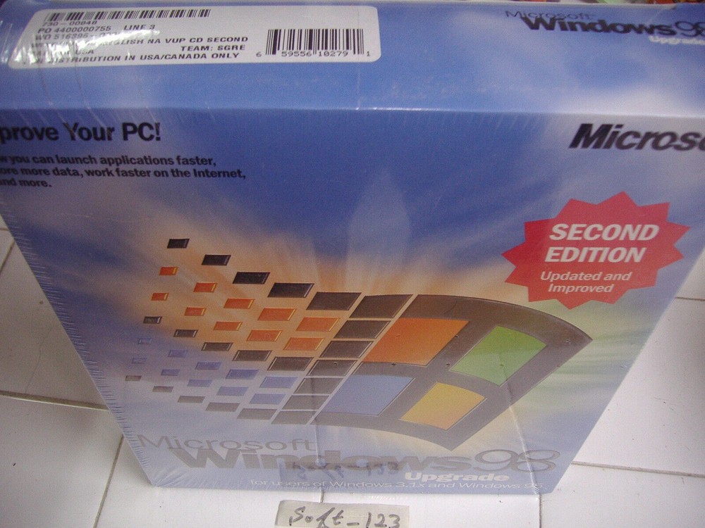 MICROSOFT WINDOWS 98 SECOND EDITION UPGRADE OPERATING SYSTEM MS WIN 98 SE=SEALED