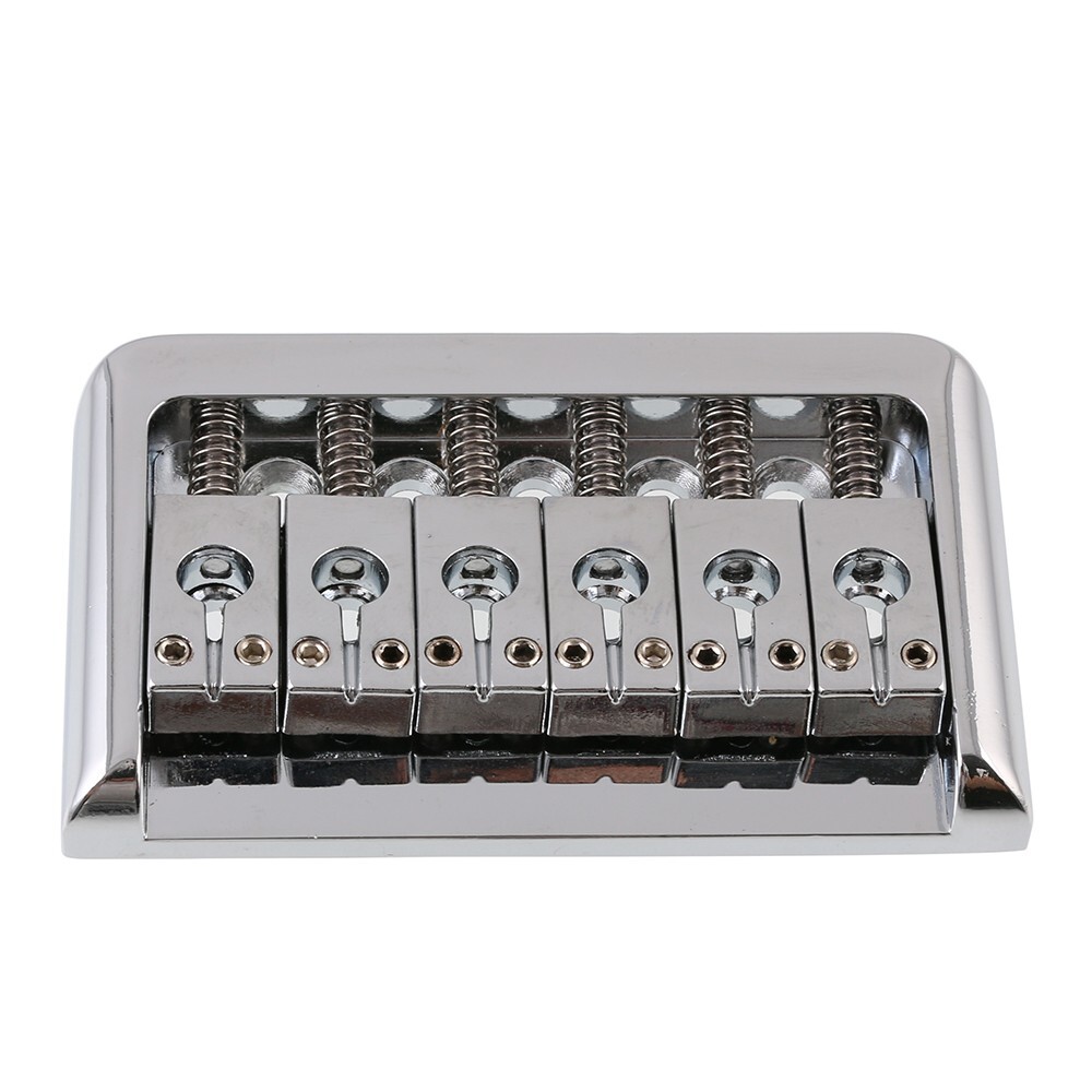 String Thru Fixed Bridge w/ Round Hole Saddle Hard Tail Guitar Bridge Chrome