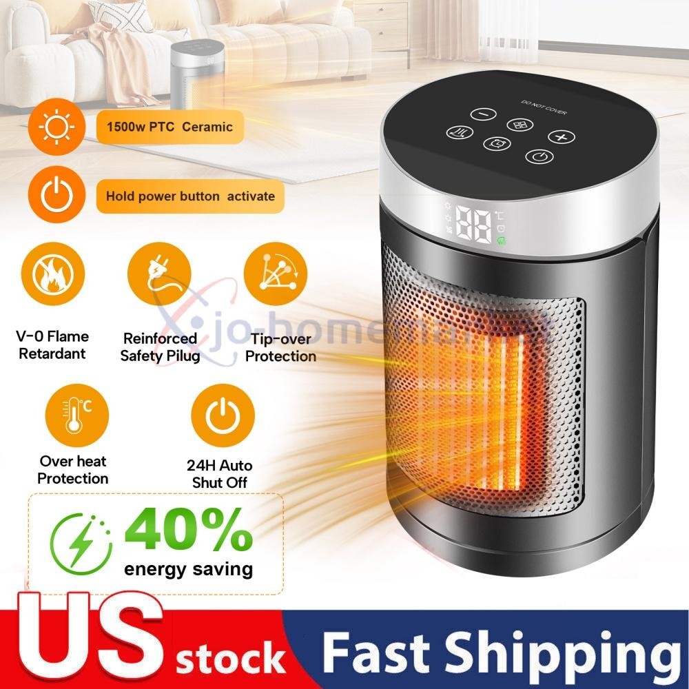 1500W Space Heater Portable Electric Heaters Indoor with Thermostat PTC Ceramic