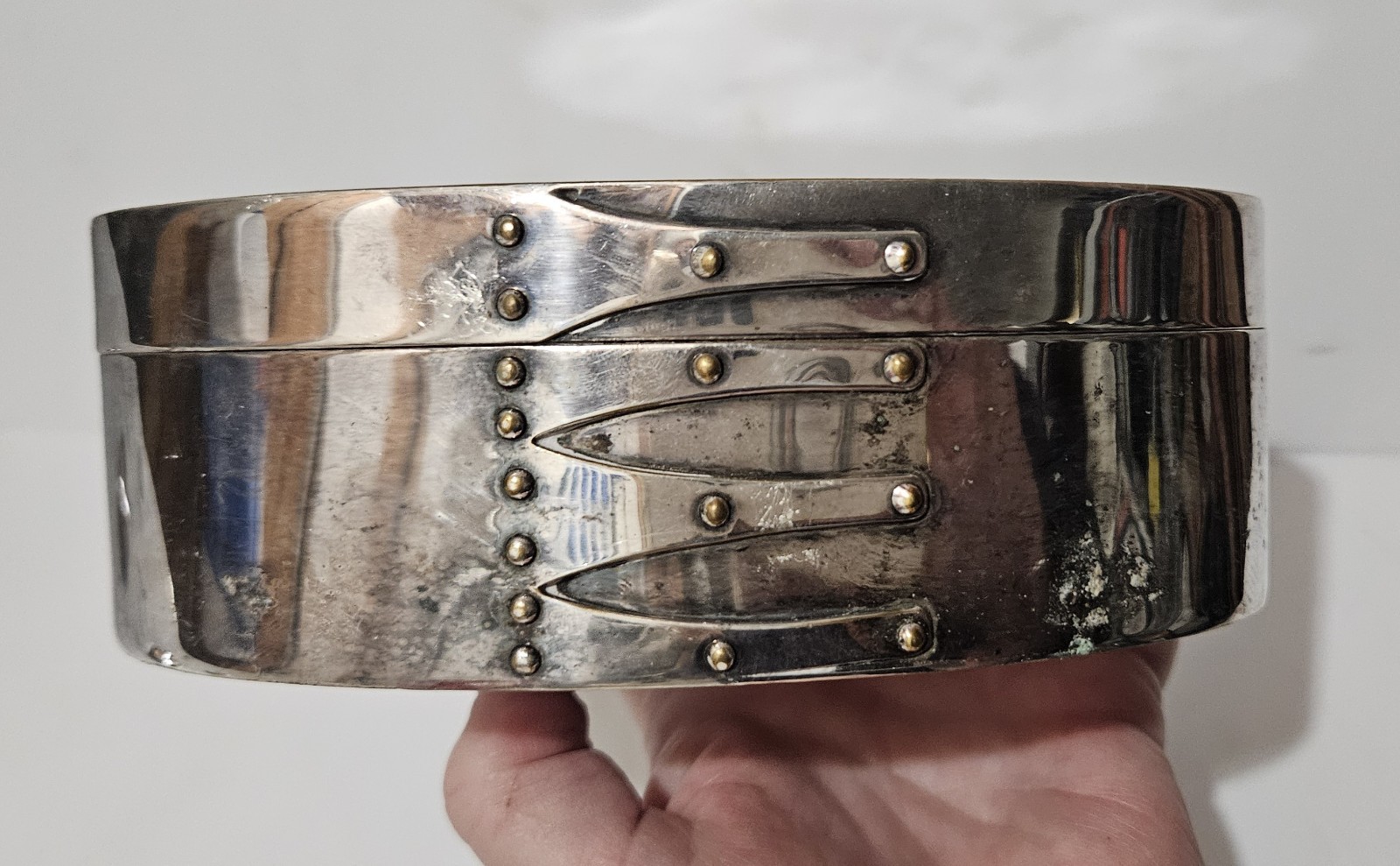 UNIQUE Silverplated SHAKER Style Oval Box w/ Fingers, 6-1/2" Vintage