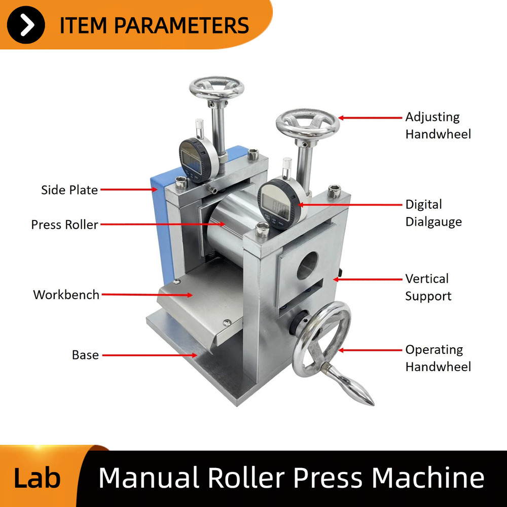 Manual Roller Pressing Machine Lab Digital Display Battery Electrode Calender