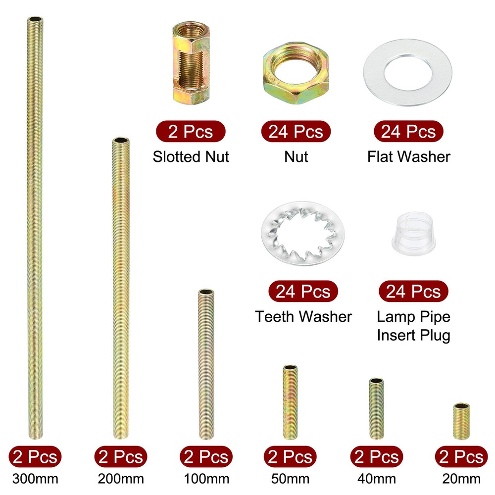 2 Set 1/8IP Thread Lamp Repair Hardware Assortment Pack with Thread Lamp Pipe