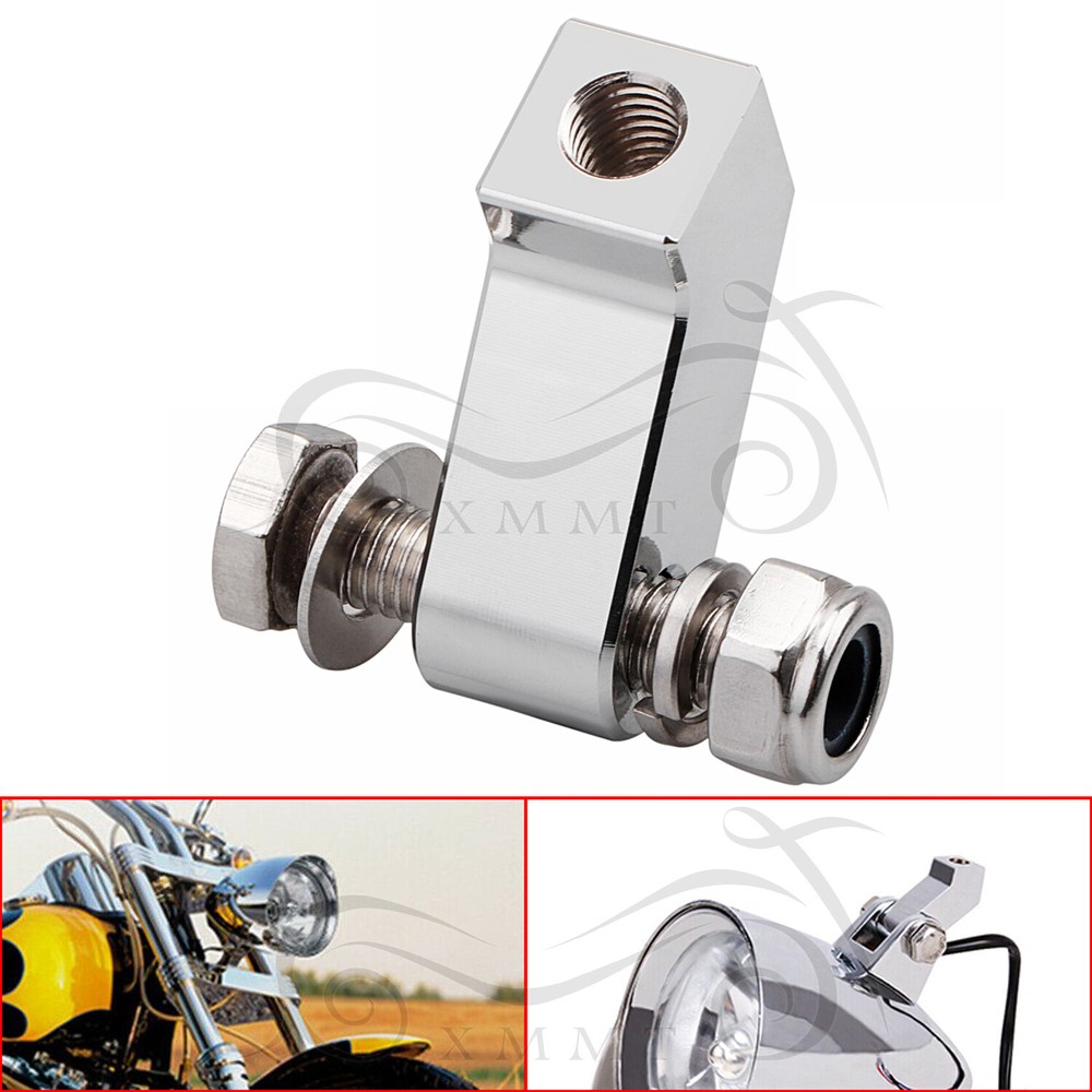 Chrome Headlight Mount Block Bracket For Harley Dyna Electra Tri Glide Sportster