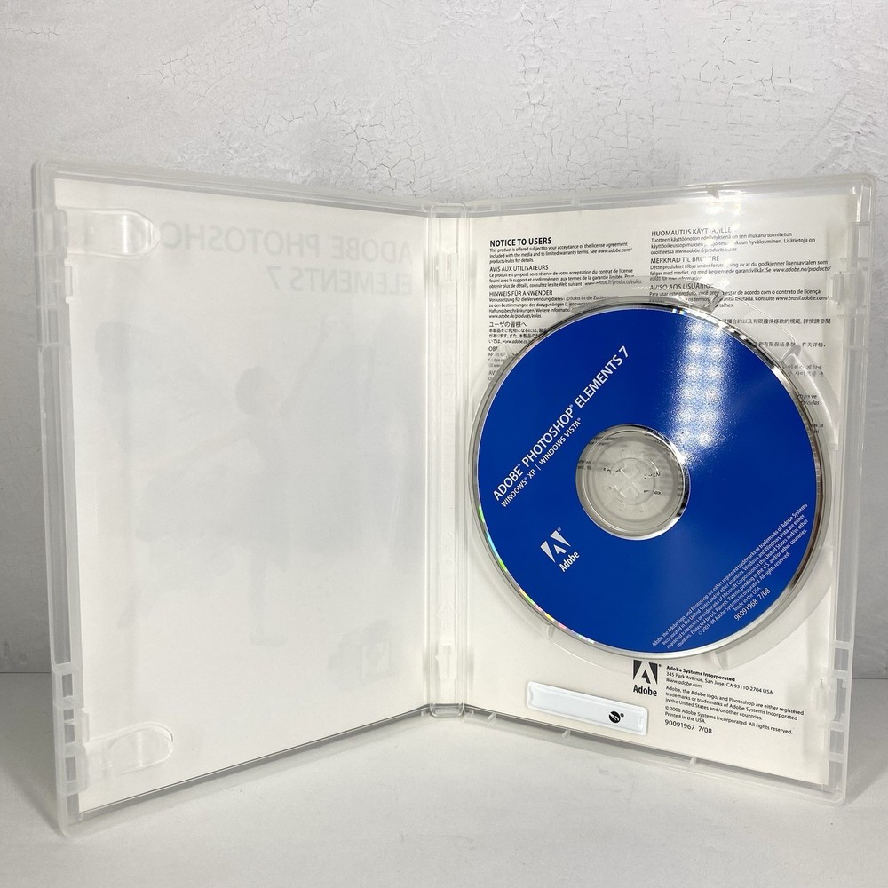 Adobe Photoshop Elements 7 Photo Editing Software CD For XP/Vista